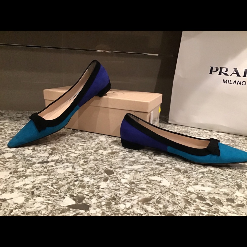 Stylish color block flats by Prada.  Size 39.5